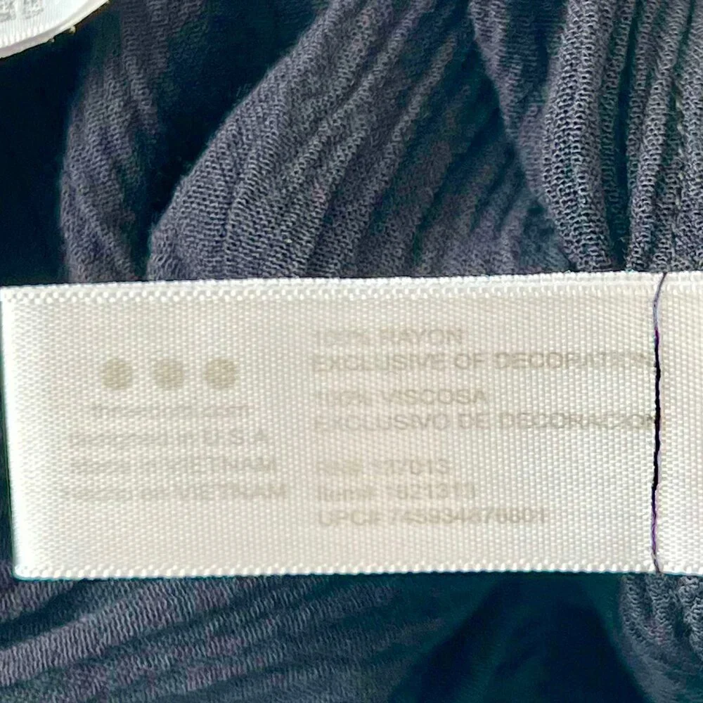 Three Dots Black Smocked Waist Wide Leg Gauze Beach Pant with Pockets Sz Medium - Picture 9 of 9